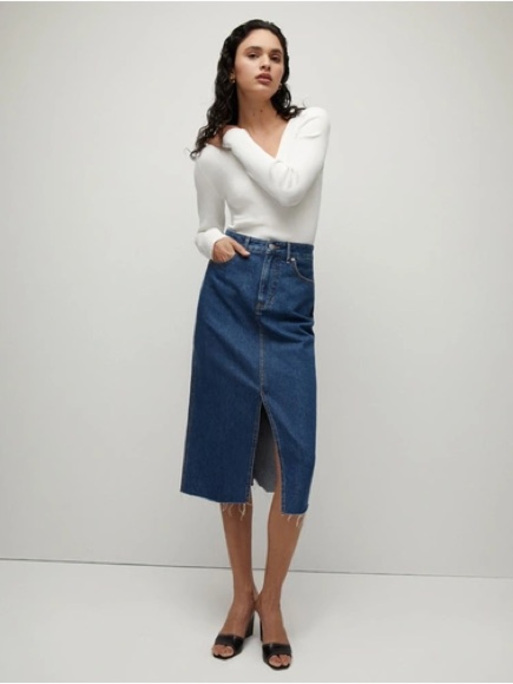 H&M Dark Blue Pencil Denim Skirt